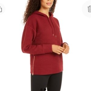 NEW Ideology Cozy Textured Hoodie Top, Size XL, Cranberry Red